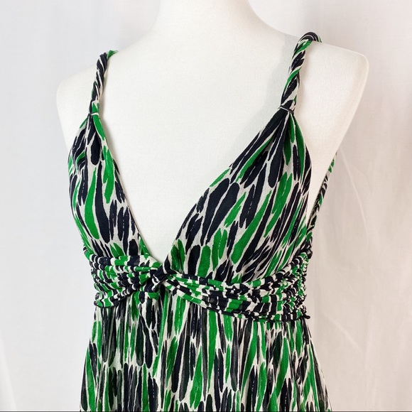 DVF Green Black White Celosa Anthropod Print Dress - Picture 2 of 9